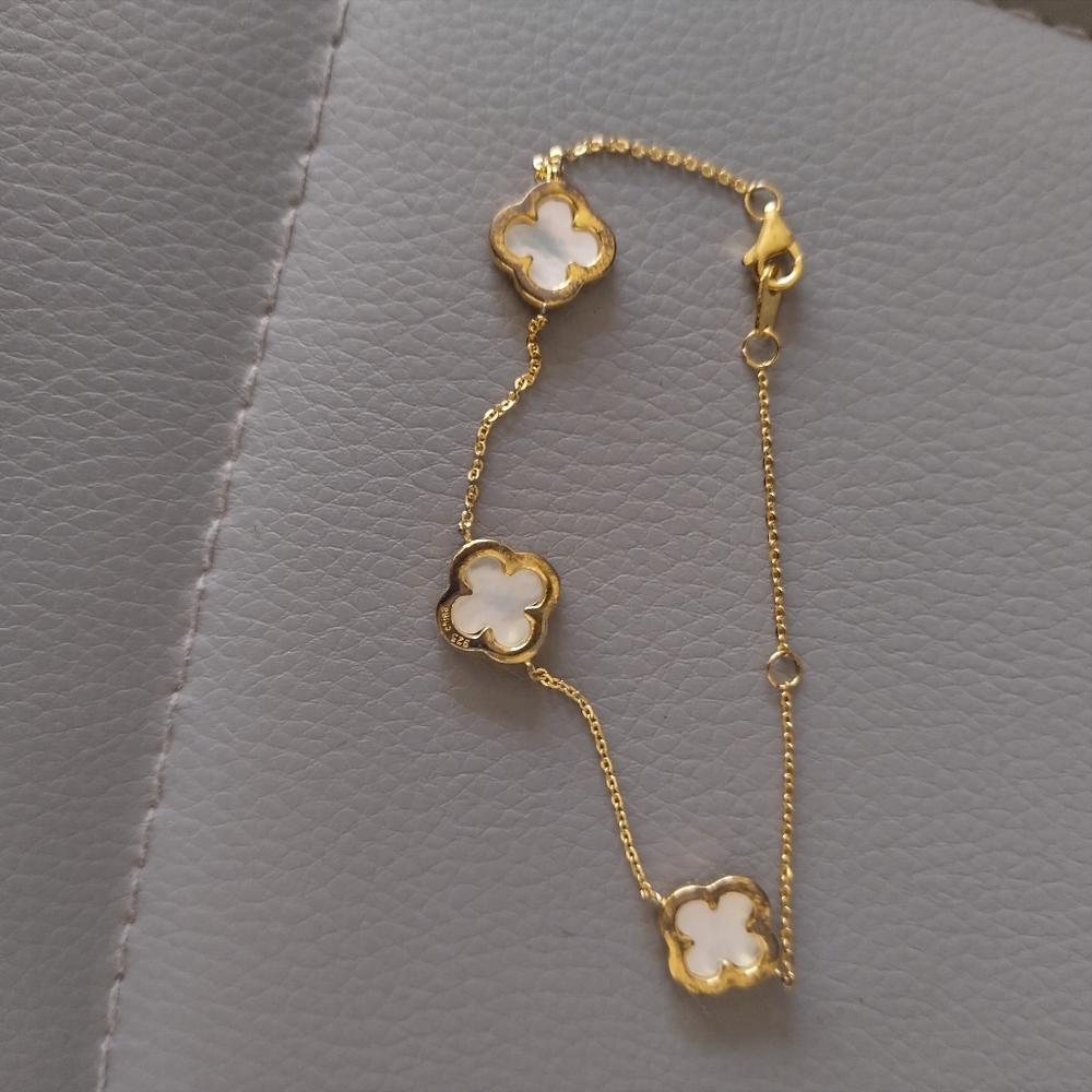 COPY - Bracelet clover Rachel Zoe. Silver. Mother of Pearl - Picture 3 of 4